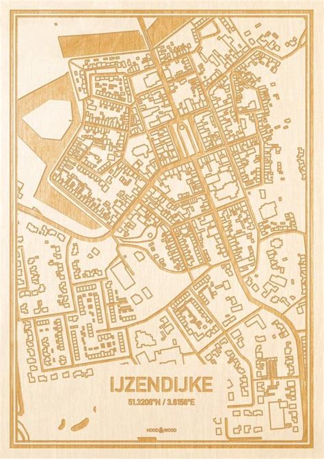 Kaart Ijzendijke Gegraveerde Stadskaart Hood Wood Hout A Bol