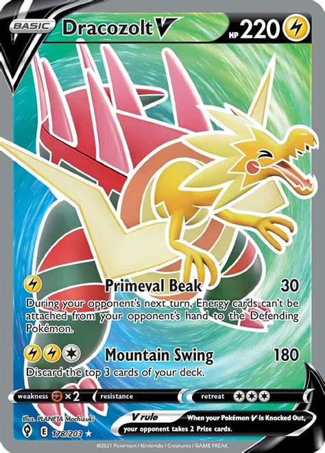 Dracozolt V Full Art SWSH07 Evolving Skies Pokemon