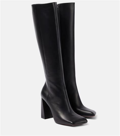 Marine 95 Nappa Leather Knee High Boots In Black Amina Muaddi Mytheresa