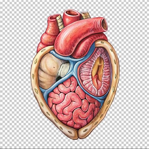 Premium PSD Hand Drawn Human Internal Organ With Heart