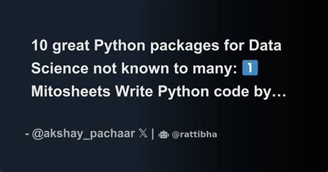 10 Great Python Packages For Data Science Not Known To Many Thread From Akshay 🚀 Akshay