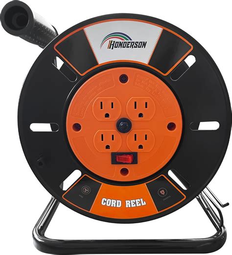 Honderso Orange Open Extension Cord Reel Hand Wind Retractable