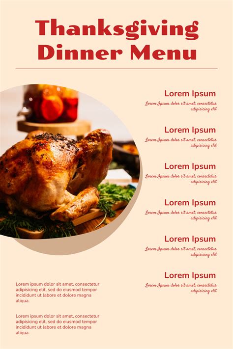 Thanksgiving Dinner Menu Menu Template