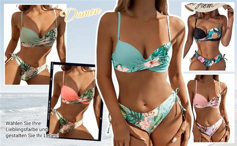 GORGLITTER Bikini Damen Push Up Bikini Mit Bügel Set Badeanzug Mit