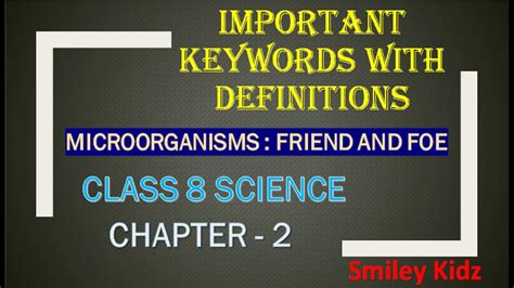 Microorganisms Friend And Foe 🦠 Class 8 Science Important Keywords Chapter 2 Youtube