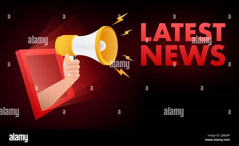 Megaphone Label With Latest News Megaphone Banner Web Design Vector