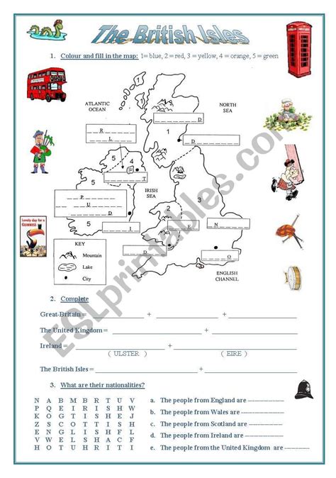 The British Isles A Map Emblems Nationalities Flags ESL