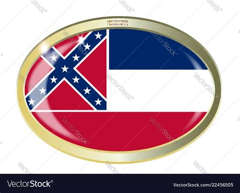 Mississippi State Flag Oval Button Royalty Free Vector Image