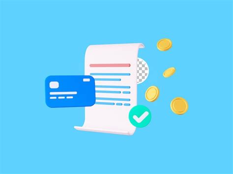 Premium Psd 3d Rendering Credit Card Payment Transaction Invoice Bill