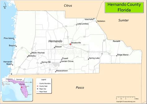 Hernando County Map Florida Usa Check Major Cities Towns County