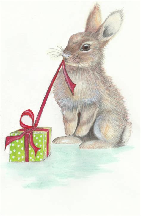 Bunny Christmas Card Multi Pack Available Rabbit Christmas Etsy UK