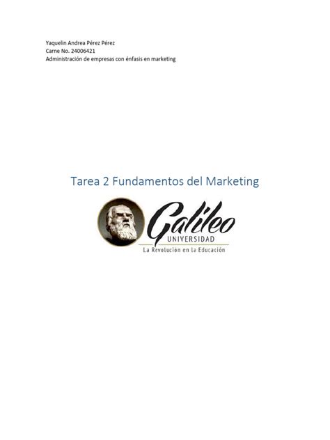 Tarea 2 Fundamentos Del Marketing Pdf Marketing Análisis Foda