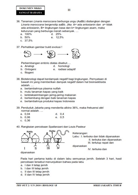 Biologi Gonzaga Try Out 4 Biologi Jakarta