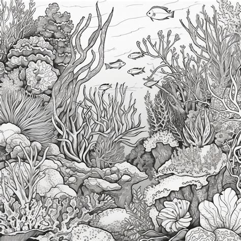 Premium Ai Image A Drawing Of A Black And White Underwater Scene With