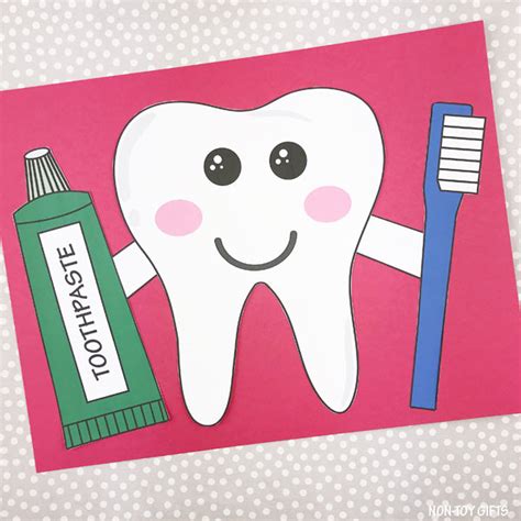 Tooth Craft For Kids Dental Health Craft With Template