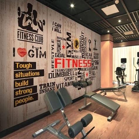 Sports Fitness Gym Wallpaper64w X 40h Inches Non Woven Paper Home