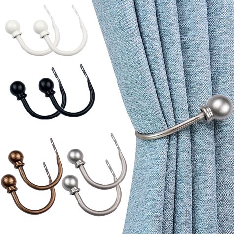 Zhaomeidaxi 2pcs Curtain Holdbacks U Shaped Hook Wall Mounted Tassel Curtain Tieback Hook