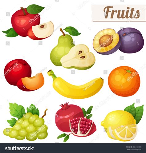 Set Cartoon Food Icons Fruits Isolated 库存矢量图（免版税）331248380 Shutterstock