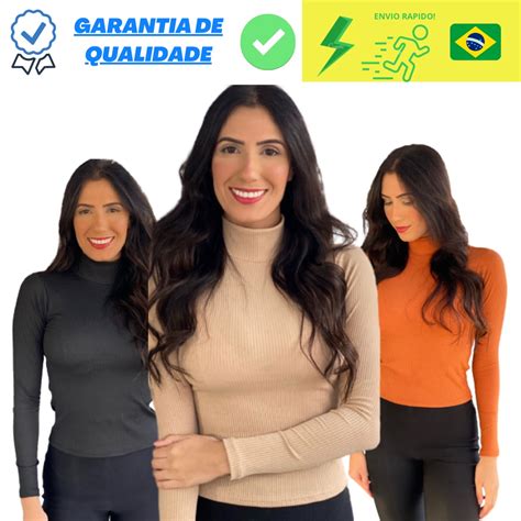 2 Blusas Frio Camisa Shopee Feminino Inverno Canelado Confortavel