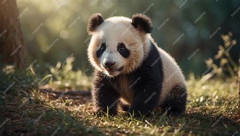 Premium Photo | A panda bear with black eyes and a black eye and a ...