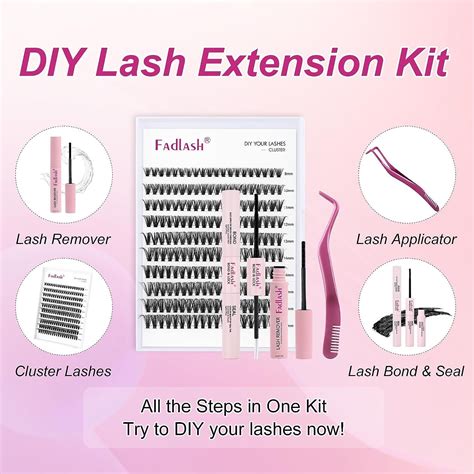 Fadlash Long Natural Black False Eyelashes Kit W Individual Cluster