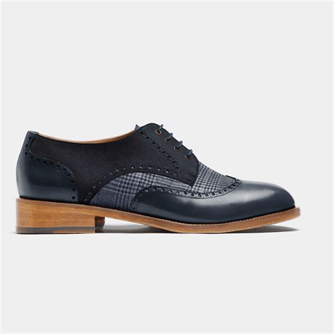 Full Brogue shoes - blue leather , tweed & suede | Sumissura