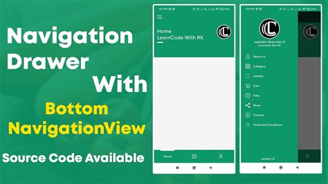 How To Learn Navigation Drawer With Bottom Navigation View Android