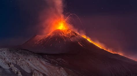 Hd Wallpaper Italy Mount Etna Sky Blue Sea Water Scenics