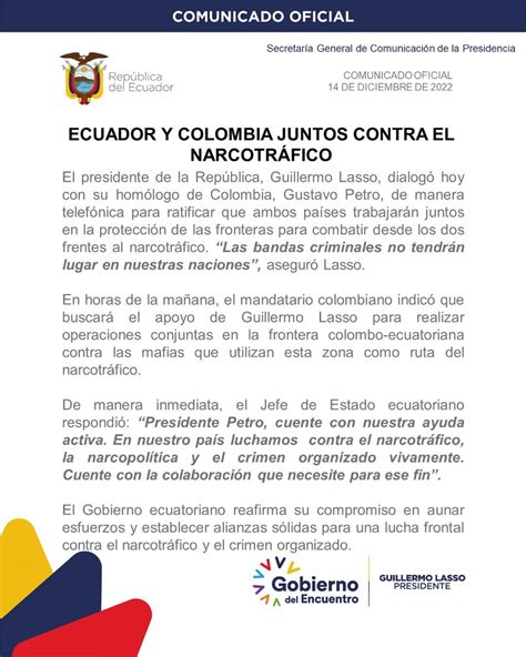 Ecuadorinmediato on Twitter URGENTE Ecuador trabajará en conjunto