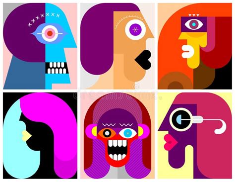 Ejemplo De Seis Vectores De Las Carasde Las Expresiones Faciales