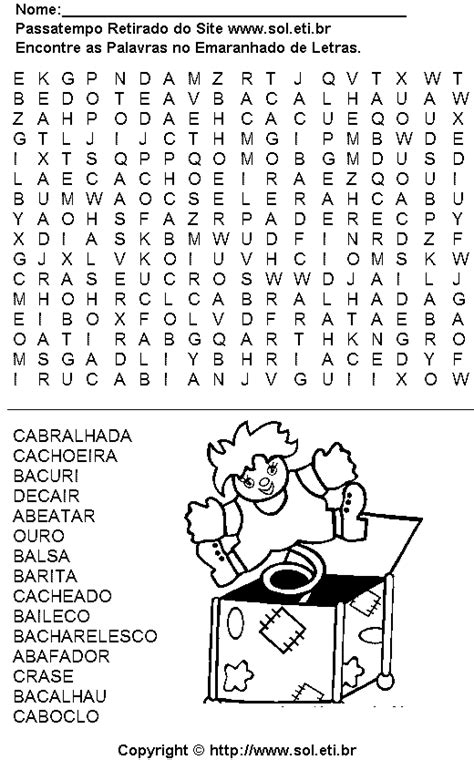 Caça Palavras Para Imprimir Atividade Ideal Para Aprendizado De Novas Palavras Da Lingua