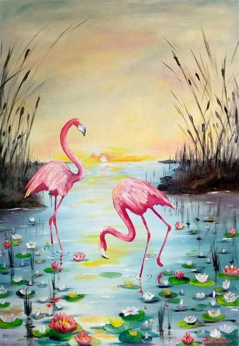 Pink flamingo original peinture à lhuile art de mur de Etsy in 2020