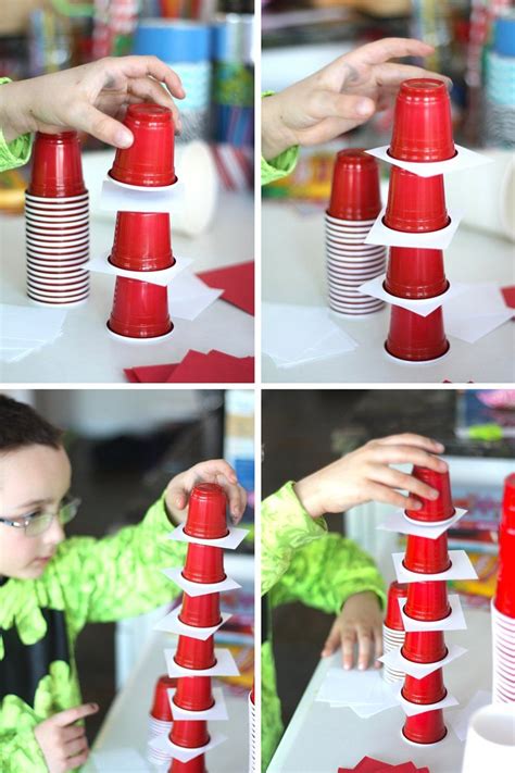 Cat In A Hat Cup Stacking Challenge Dr Seuss Stem Dr Seuss Crafts