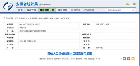 安徽：去年常住人口总量略有增长 9 7万人回流凤凰网安徽 凤凰网
