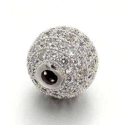 Cz Brass Micro Pave Cubic Zirconia Round Beads Beadpark