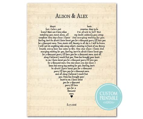 Any Song Lyrics Art Printable Custom Wedding Wedding Song 1st