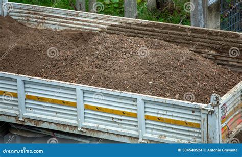 Tipper Truck With Excavated Earth For Water Works Stock Photo Image