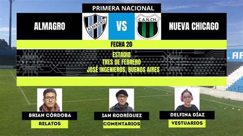 Almagro Vs Nueva Chicago Primera Nacional Fecha Zona A Youtube