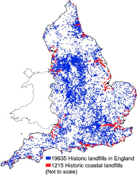 Locations Of Historic Landfill Sites In England Created Using Data Download Scientific