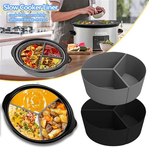 Slow Cooker Divider Liner Fit 6qt Crockpot Reusable Kitchen Cooking Silicone Divider Liner Leak