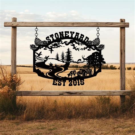 Personalized Farmhouse Metal Entrance Sign Custom Metal Ranch Name