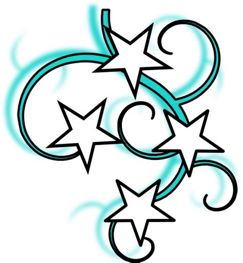 Teal And White Tattoo With Stars Black Outline Clip Art at Clker.com ...