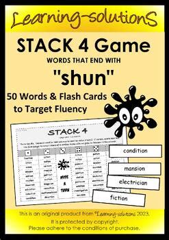 SHUN Word Endings Tion Sion Cian STACK 4 Game 50 Words Flash Cards