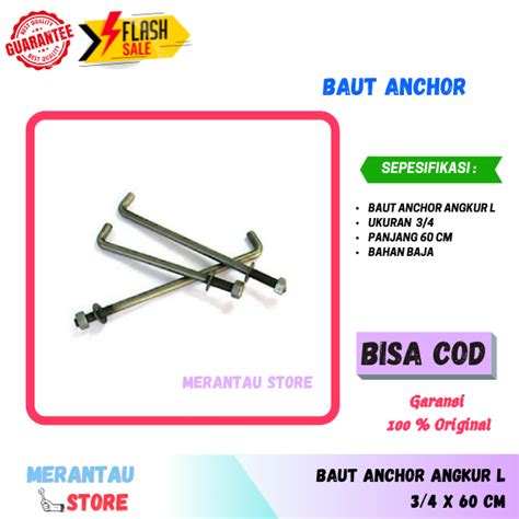 Baut Mur Anchor Angkur L Baja Hitam Beton Diameter 3 4 X 60Cm