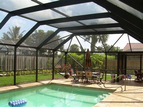 Mansard Roof Style Screen Pool Enclosure Exotique Piscine Miami