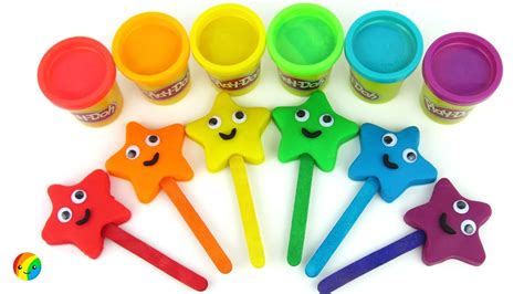 Learn Colors Play Doh Lollipop Star Faces Elephant Molds Creative Fun