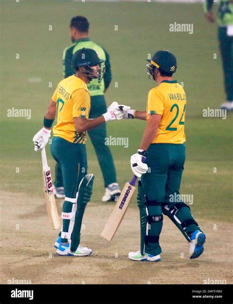 South Africas Pite Van Biljon Right Celebrates With Teammate Reeza