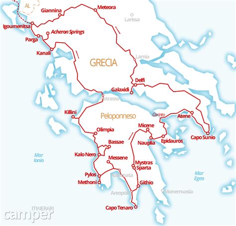 A Map Of Greece With All The Roads