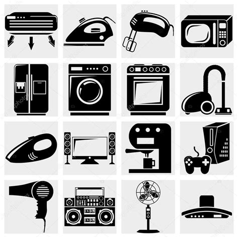 A Vector Collection Of Home Appliances Icons Set On Gray — Stock Vector © Alexynder 26268109