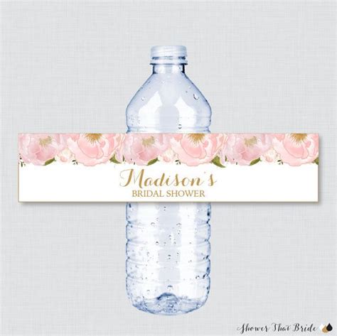 Pink Floral Bridal Shower Printable Water By Showerthatbrideshop Custom Water Bottle Labels